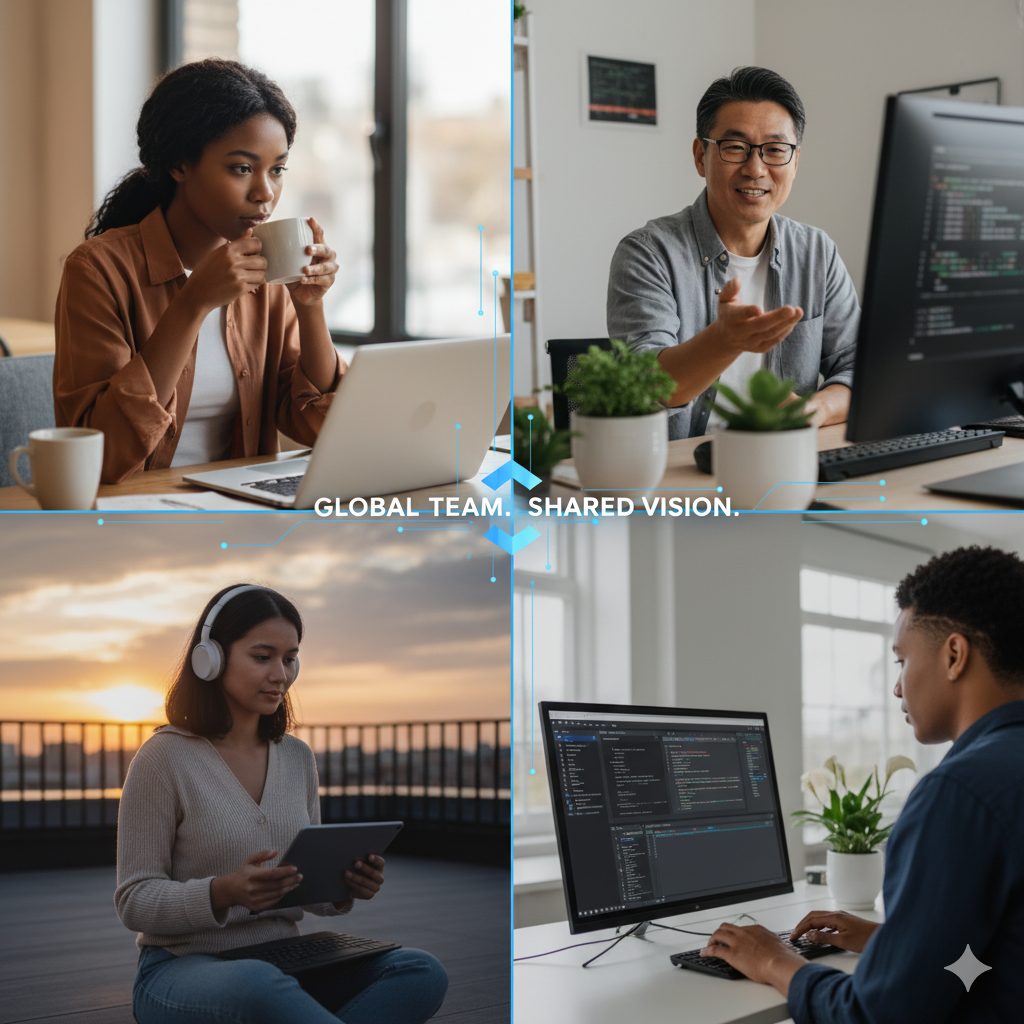 Team working on laptops